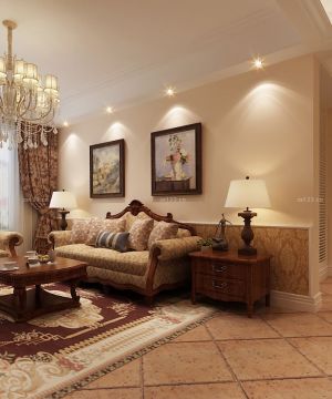90平米三室两厅美式地毯贴图装修效果图片大全