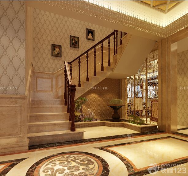 2025欧式风格实木楼梯扶手装修案例