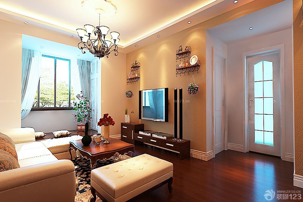 家庭室内小户型简欧电视墙装修样板房