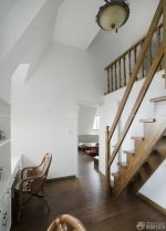 美式复式实木楼梯扶手装修图片