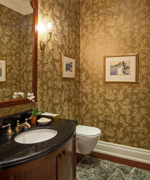 新古典风格家庭卫生间壁纸装修效果图