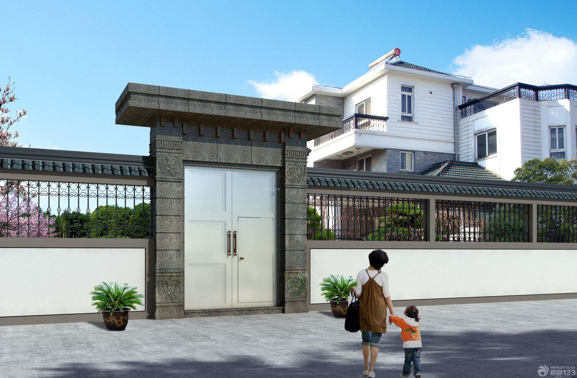 2020东南亚风格别墅围墙大门效果图片_设计456装修效果图
