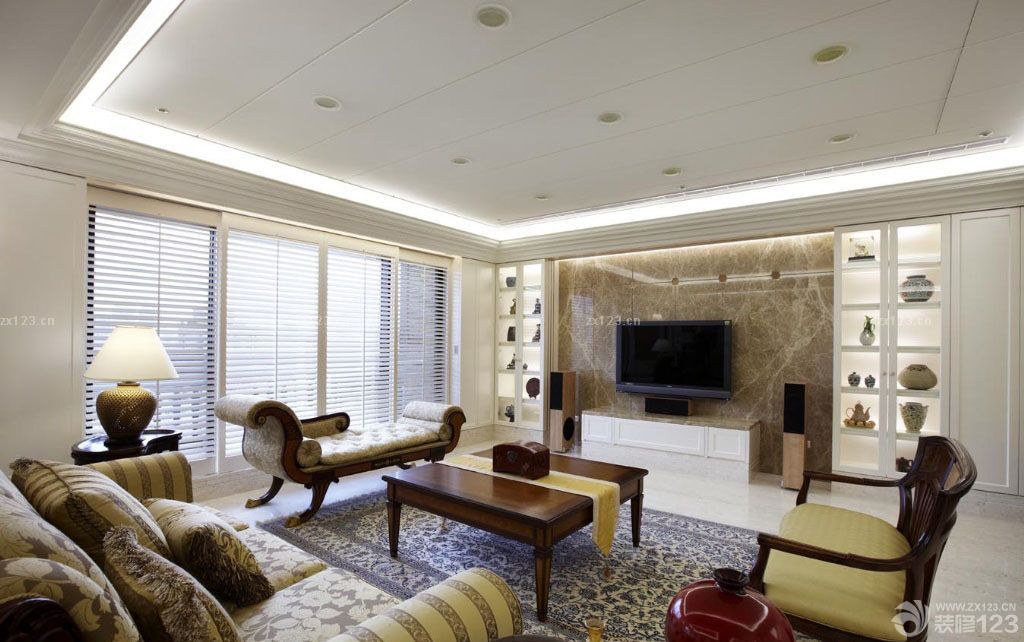 美式客厅电视背景墙装修效果图大全2025图片