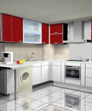 125平方房屋厨房瓷砖颜色装修实景图欣赏