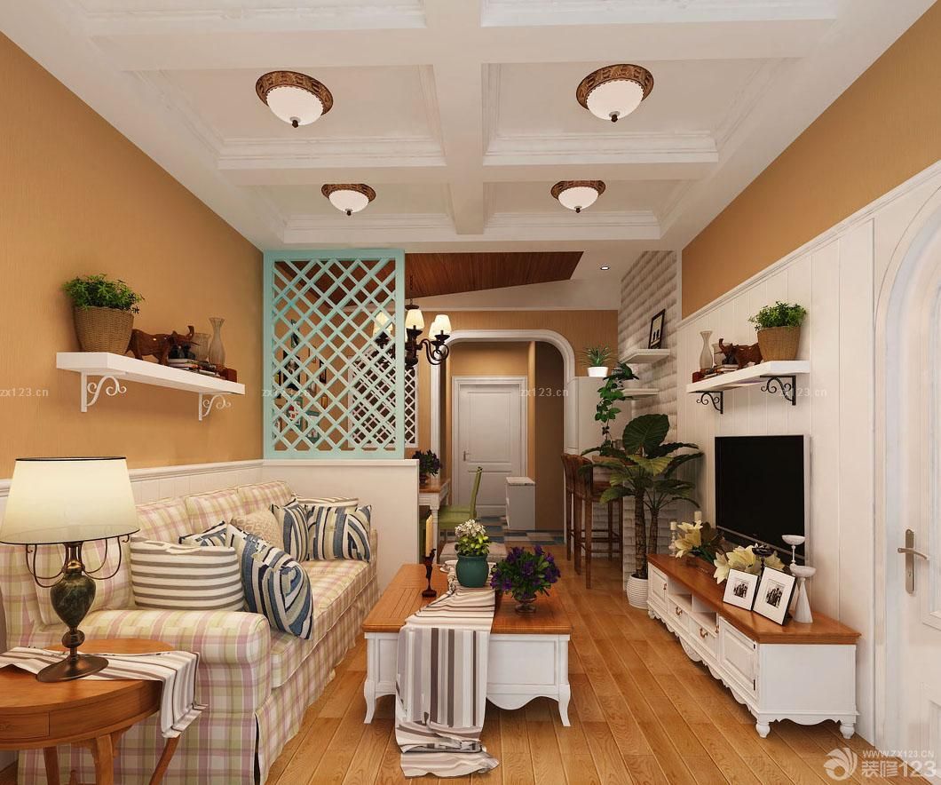 最新 110平米韩式田园风格客厅电视柜摆放图