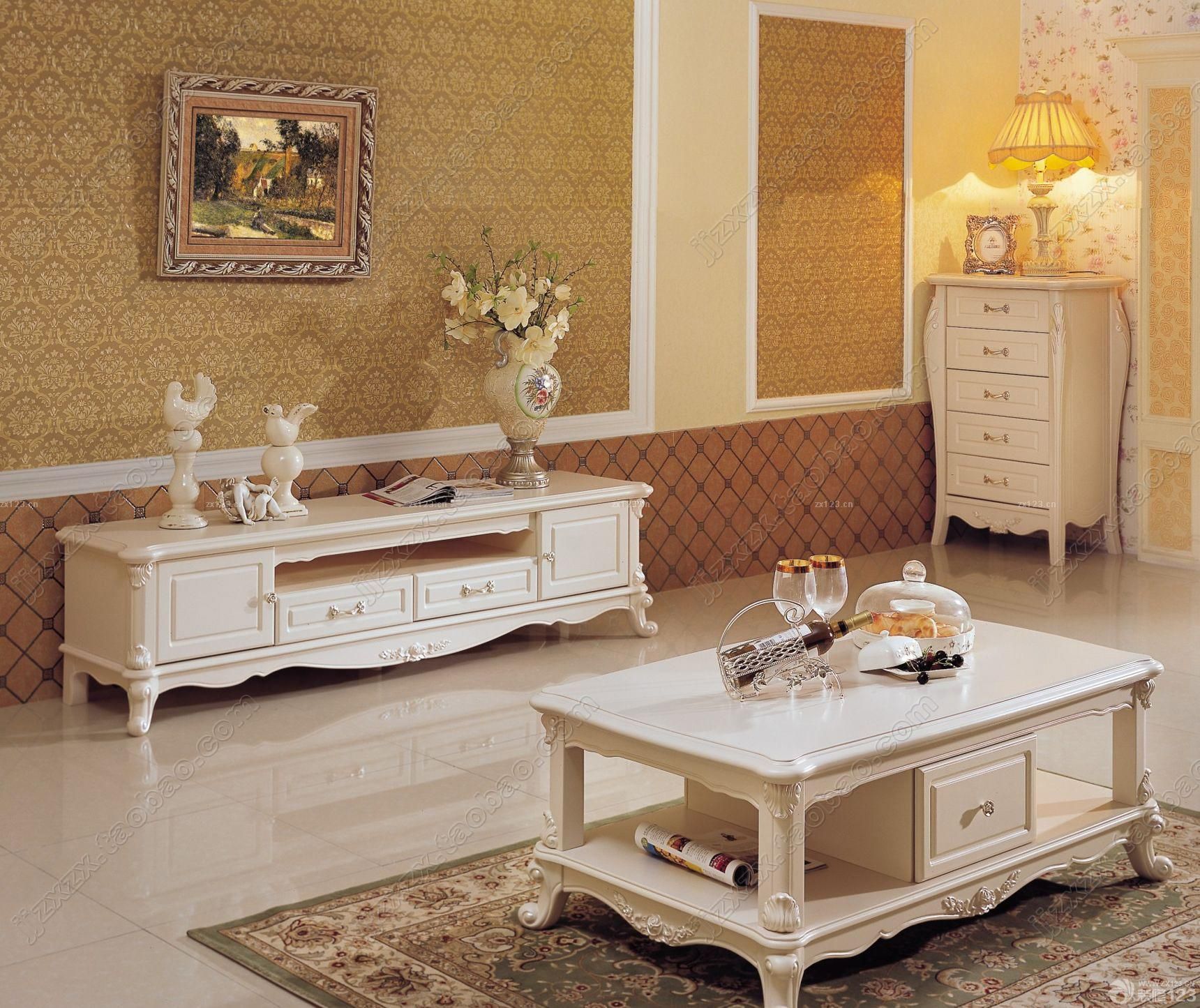 最新50平方单身公寓客厅田园风格电视柜摆放图