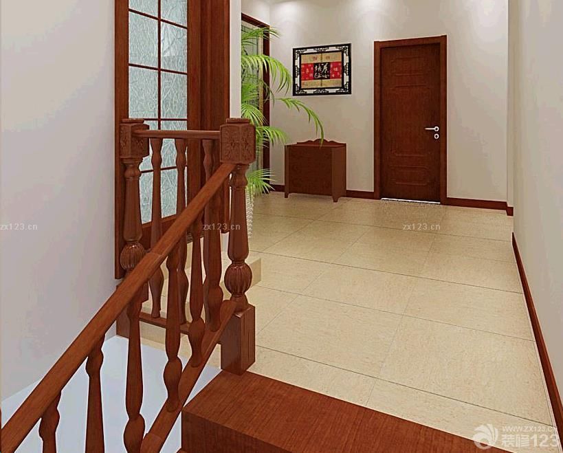 阁楼楼梯木质扶手装修设计图