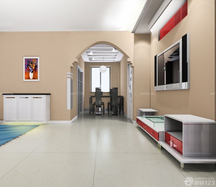 2025家装现代风格米白色地砖装修图片