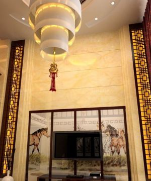 中式新古典风格中空客厅设计效果图欣赏