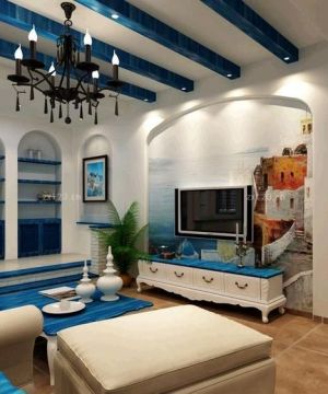 最新地中海风格两室一厅小户型客厅装修图片 