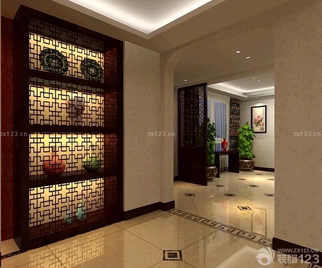 玄关红木博古架设计实景图欣赏