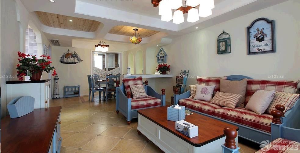 地中海风格小户型复式客厅实景图片
