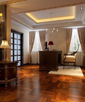 简欧混搭风格卧室带书房装修效果图片欣赏