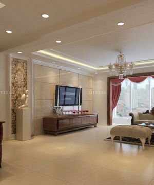 2025简欧风格小户型大客厅瓷砖电视背景墙装修案例大全
