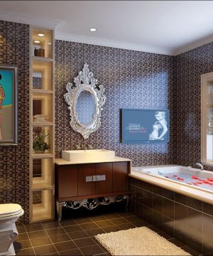 家庭浴室石材墙面装修效果图片  