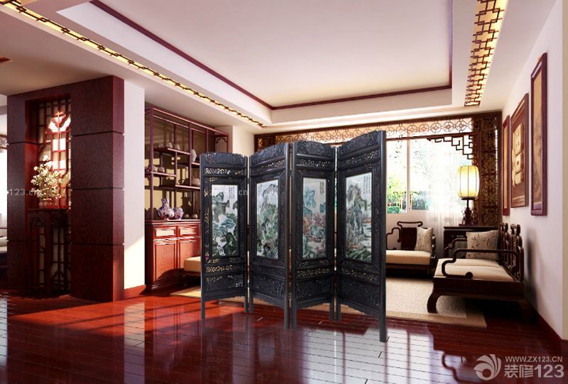 最新中式家居折叠屏风隔断效果图欣赏