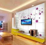 70平米一室一厅艺术瓷砖电视背景墙设计图片大全2023