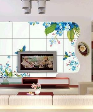 婚房客厅艺术瓷砖电视背景墙装修案例大全