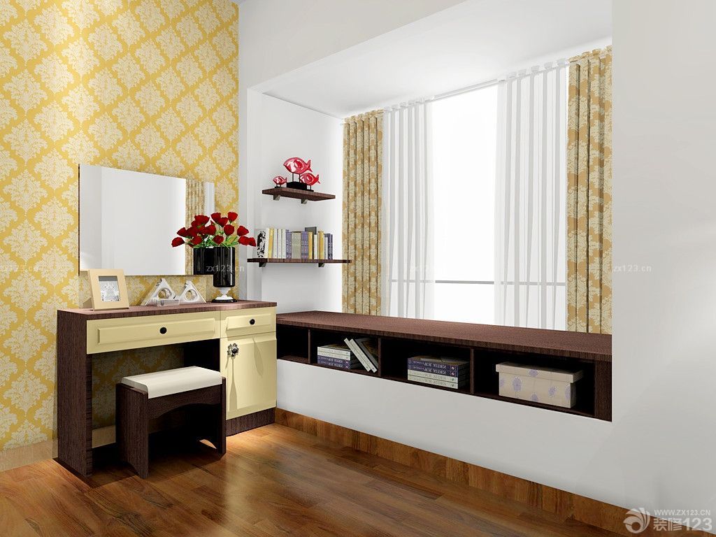 现代简约风格飘窗储物柜实景图欣赏