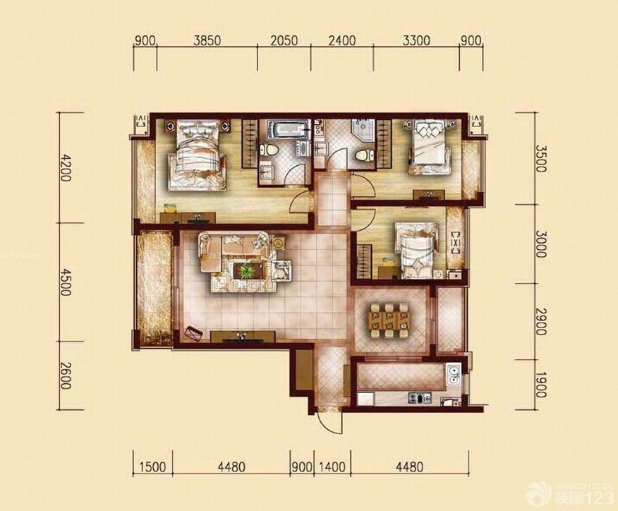 2025经典75平米小户型平面图布局