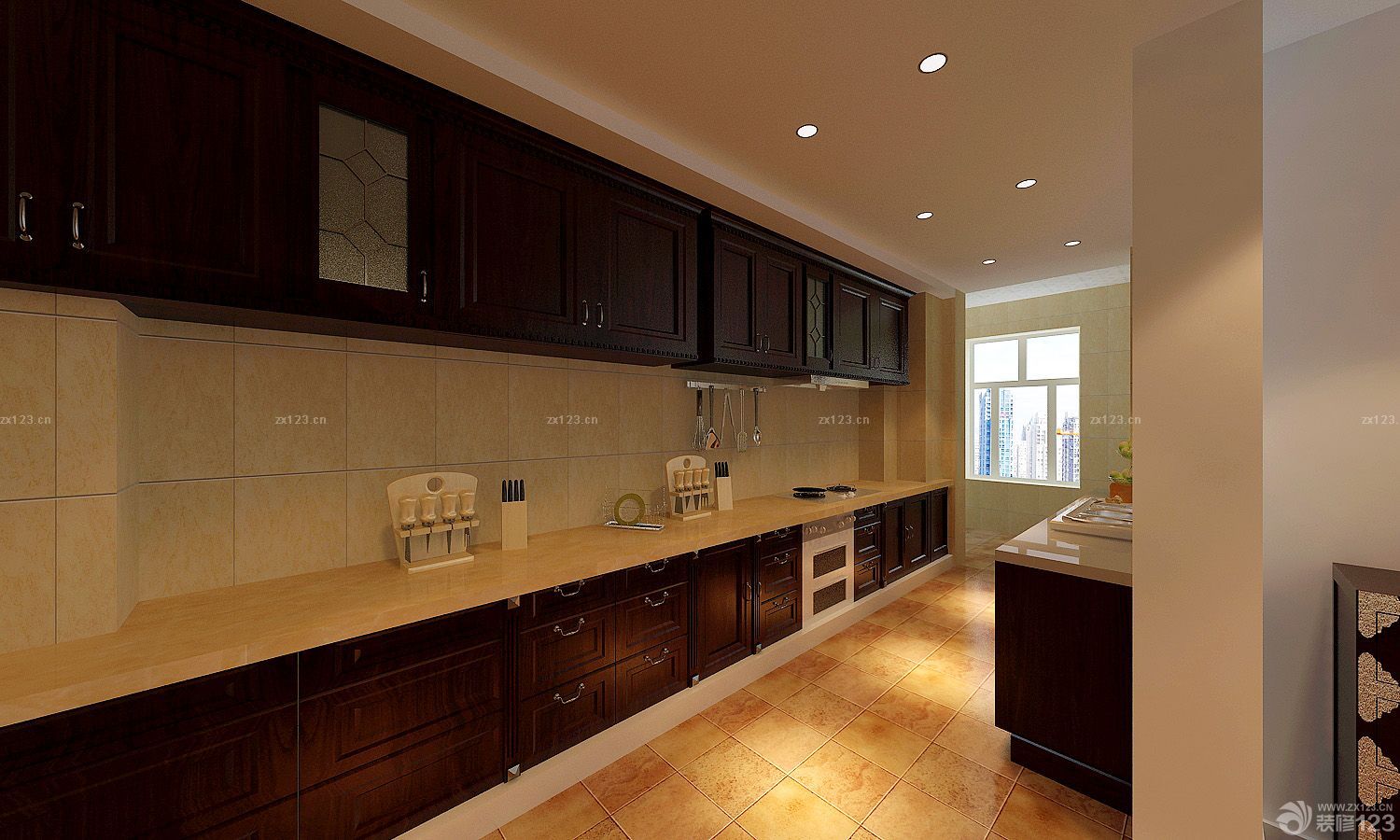 整体厨房实木橱柜设计效果图片欣赏