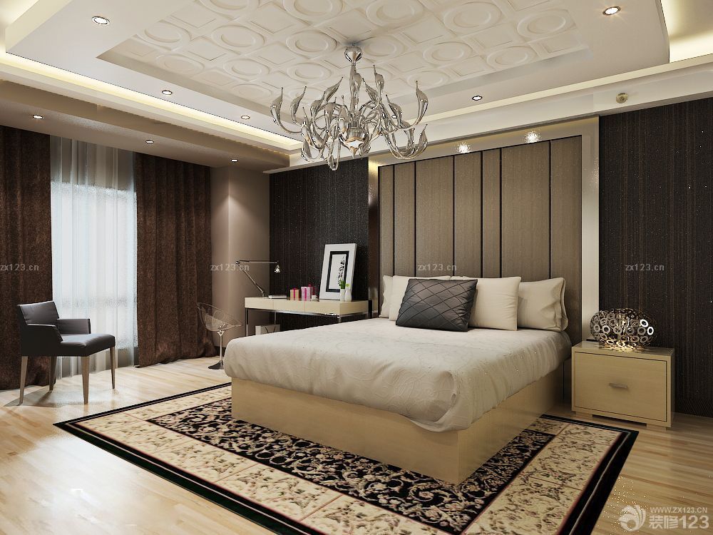 2025时尚混搭风格卧室吊顶案例图片