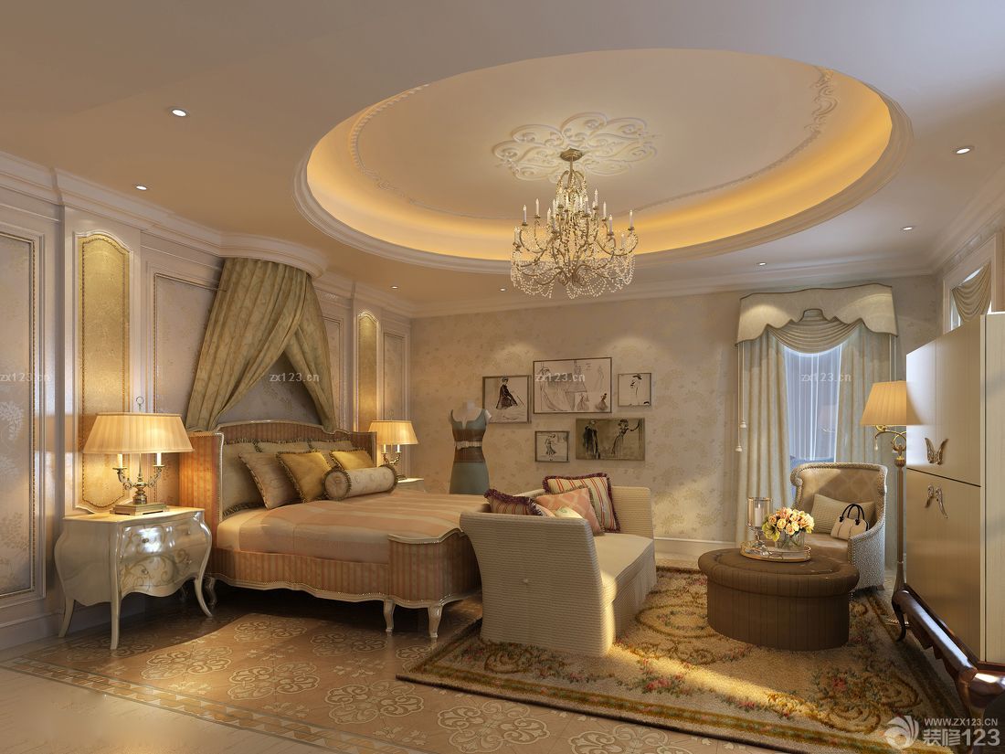 2025美式风格卧室吊顶装修案例