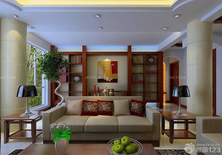 现代客厅博古架装修效果图