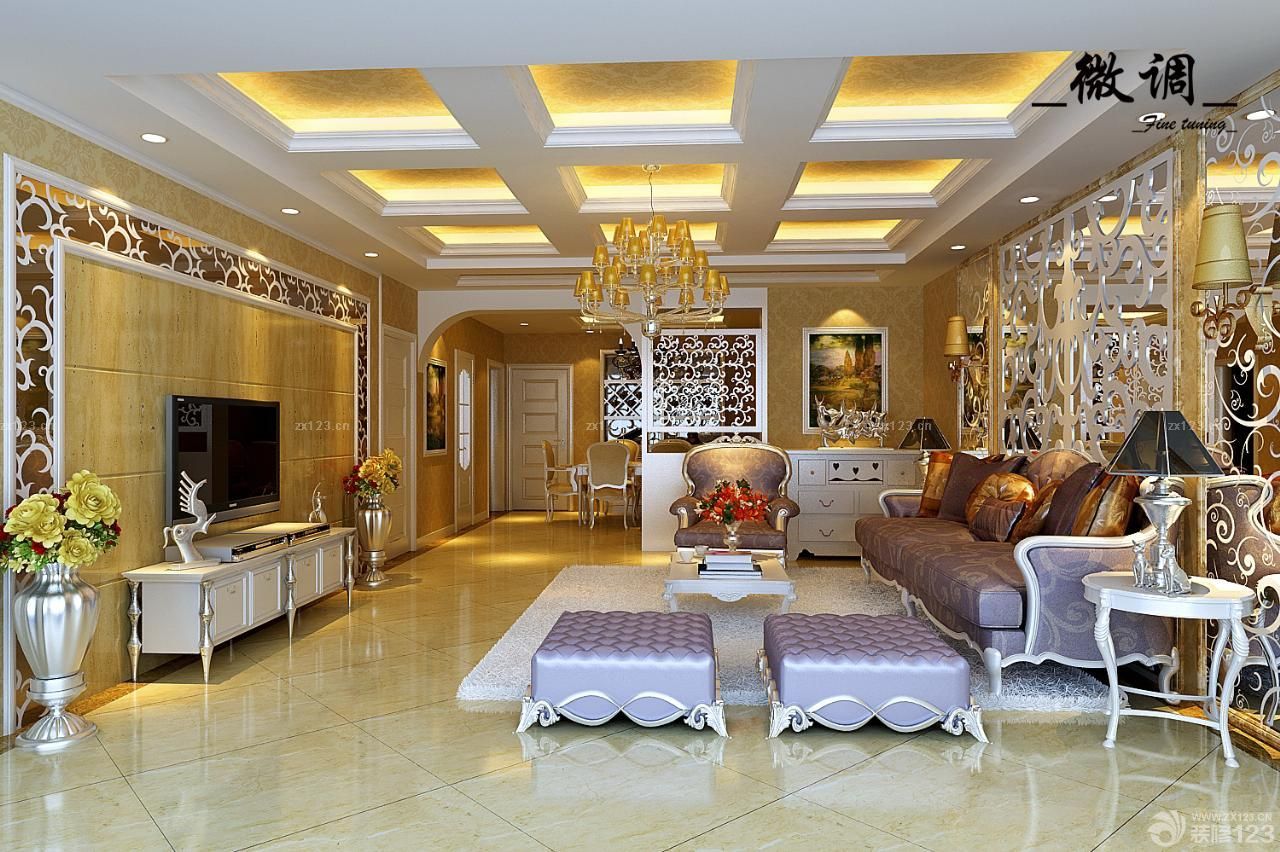 欧式客厅博古架装修案例大全