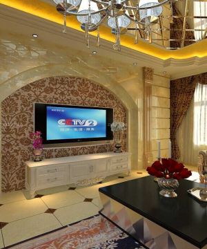 家装客厅欧式风格电视柜设计图片