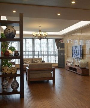 2025中式风格客厅装修博古架图片大全