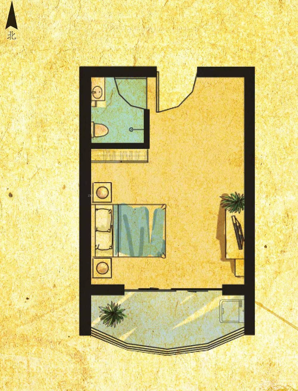 2025最新一室一厅公寓户型图 