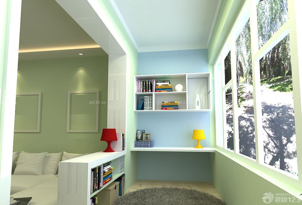 最新80平方米小户型阳台改书房装修实景图大全