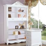 2025美式白色转角电脑桌书柜组合装修图片