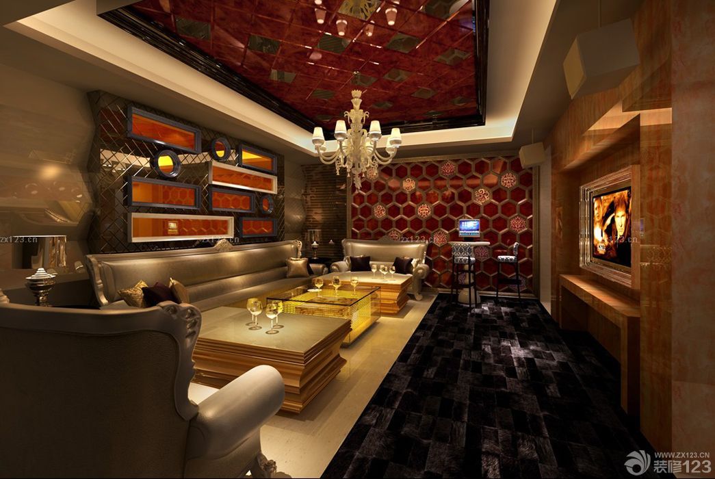 现代风格小型ktv包厢吊顶装修设计效果图大全  