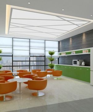 现代办公室设计茶水间装饰品效果图大全2023 