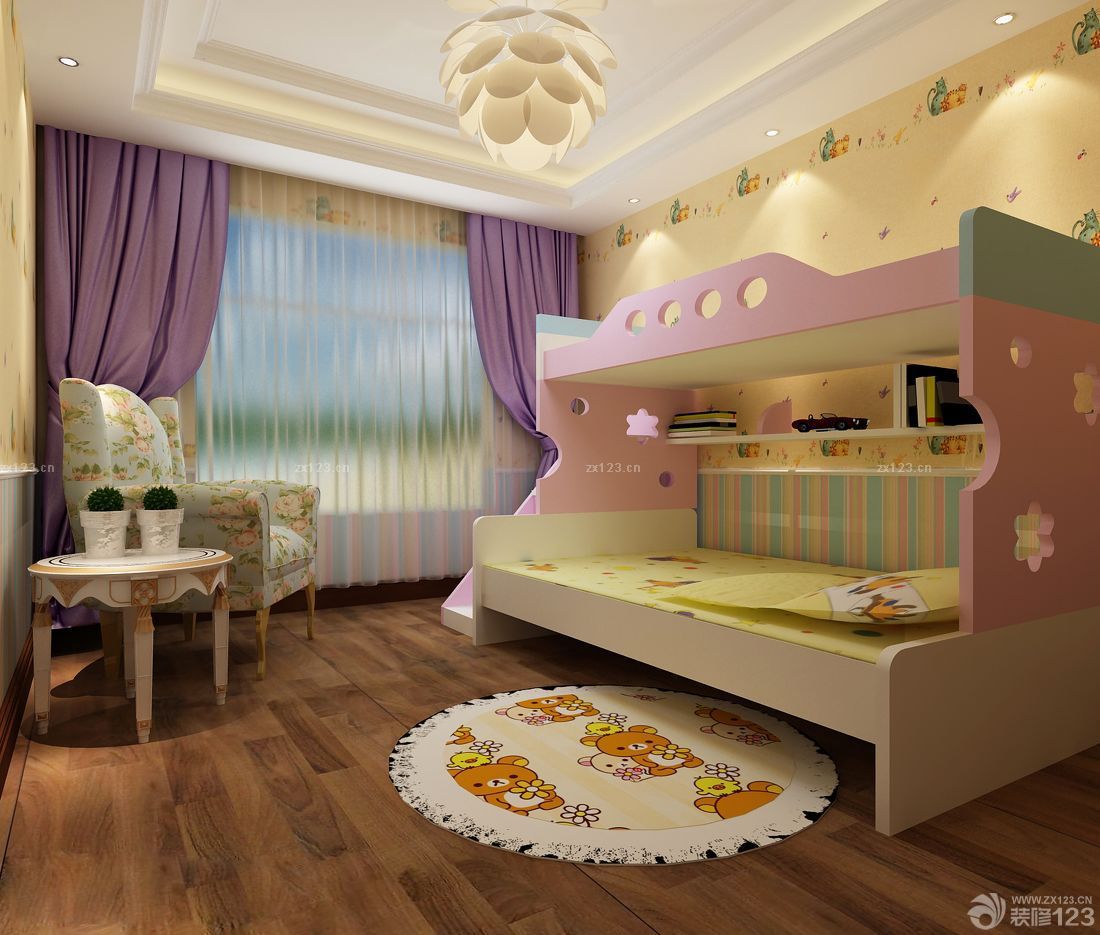 80平方米卧室儿童高低床摆放图片大全