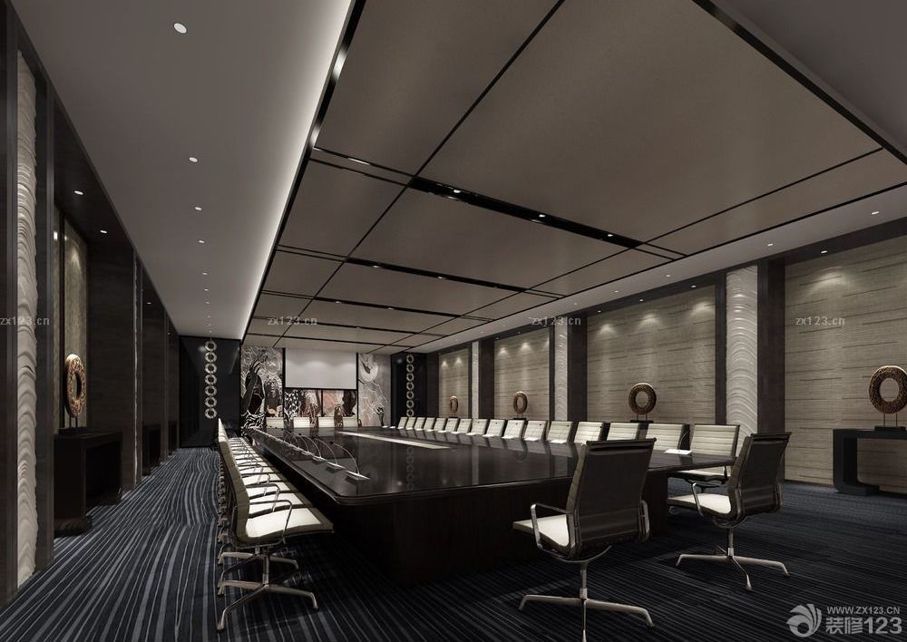 2025最新黑色系会议室桌椅装修设计图赏析