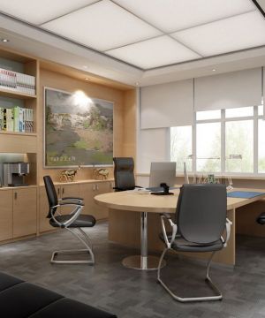 小型办公室办公桌摆放装修设计图赏析2023 