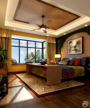 东南亚风格主卧室地毯设计图片