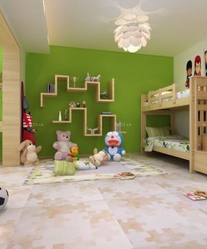 儿童卧室实木高低床摆放效果图片