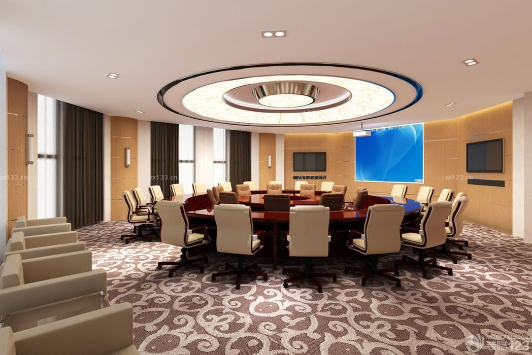 圆形大会议室桌椅装修设计效果图欣赏2025