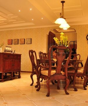 最新美式家装客厅与餐厅隔断造型图片大全