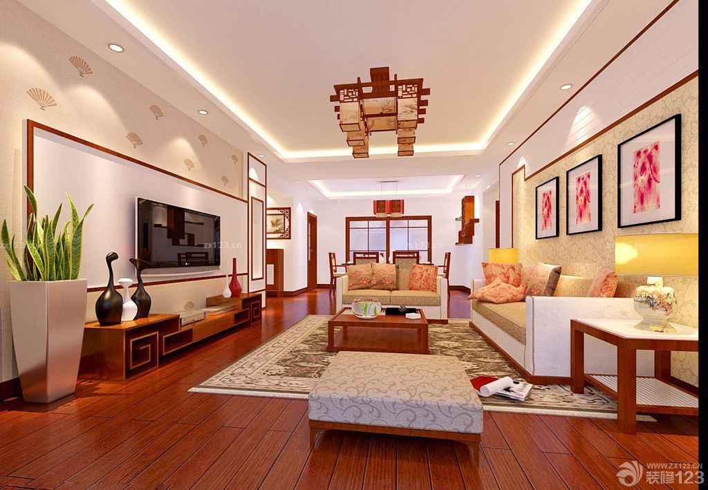 最新中式二室一厅豪华客厅装修效果图片