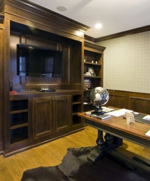 2025最新美式办公室书柜设计效果图片