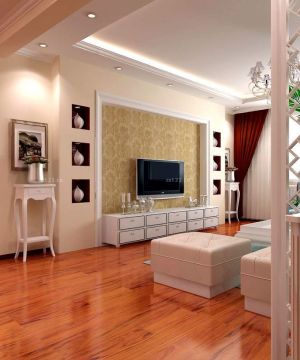 最新三室两厅美式实木电视柜设计效果图片