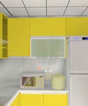 2023整体厨房黄色橱柜装修图片