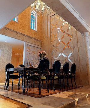 欧式风格餐厅微晶石瓷砖背景墙装修案例