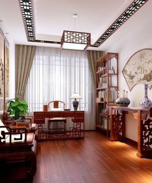 中式家装设计书房家具摆放效果图欣赏
