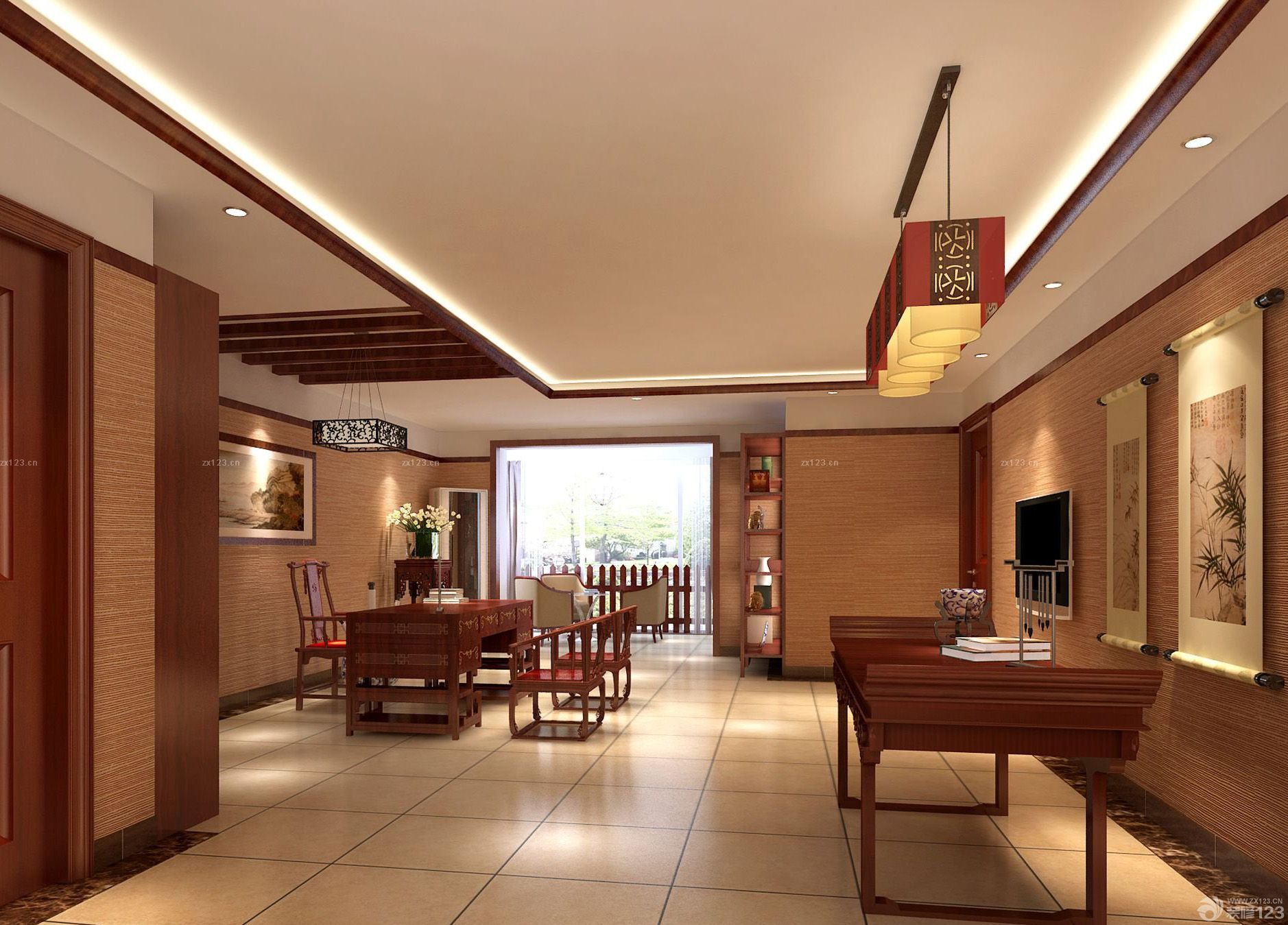 中式风格瓷砖地脚线装修效果图片